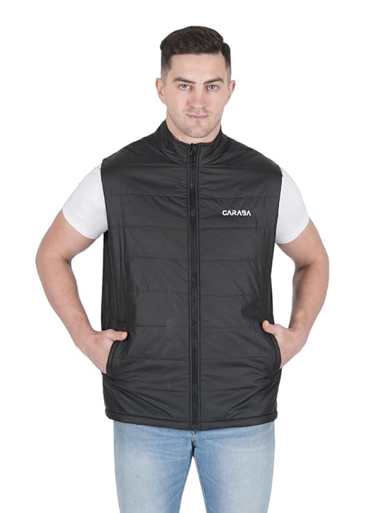 Caraba Men's Lightweight Quilted Sleeveless Winter Bomber Jacket | Warm, Stylish, Zip Closure