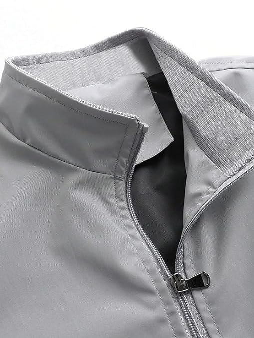 Men's Jacket Low-Cut Standing Collar, Full Sleeves with Elastic |Latest Stylish Jacket for Men | Bomber Jacket for Regular Fit Zip-Up Casual Jacket