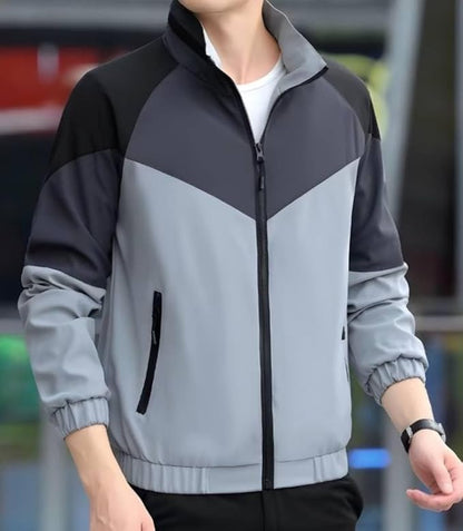 Caraba Mens Jackets for Winter, Lightweight Windcheater Jacket, Full Sleeves, Regular Fit, Stylish Stand Collar, Zipper Closure