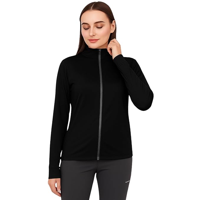 Caraba UPF 50+ Sun Protection UV Jacket for Women, Zipper Jacket for Biker & Outdoor Activity Solid Women Wind Cheater