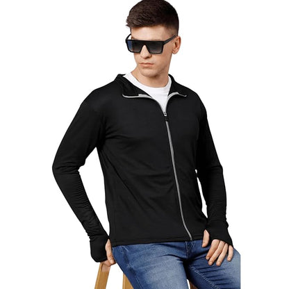 Caraba UPF 50+ SUNSCREEN JACKET Men's Sports Summer Gym Workout Running Travel Trekking and Travel Nylon Solid Plain Sunscreen jacket for Men Nylon Summer Casual Wear