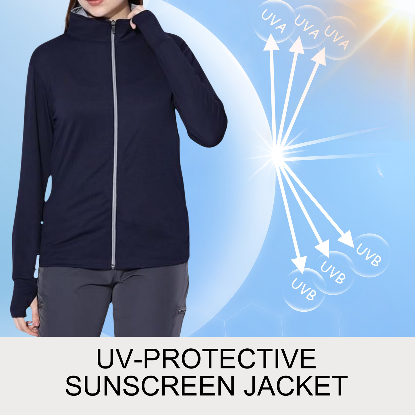 Caraba UPF 50+ Sun Protection UV Jacket for Women, Zipper Jacket for Biker & Outdoor Activity Solid Women Wind Cheater