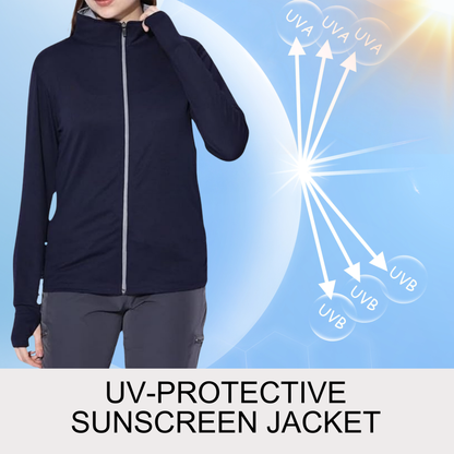 Caraba UPF 50+ Sun Protection UV Jacket for Women, Zipper Jacket for Biker & Outdoor Activity Solid Women Wind Cheater