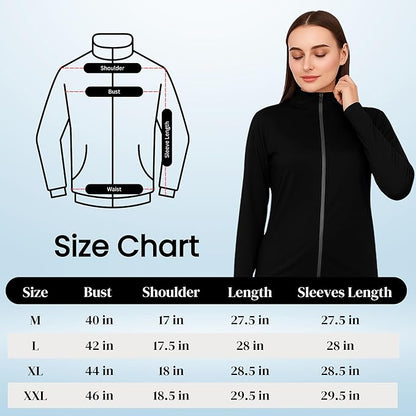 Caraba UPF 50+ Sun Protection UV Jacket for Women, Zipper Jacket for Biker & Outdoor Activity Solid Women Wind Cheater