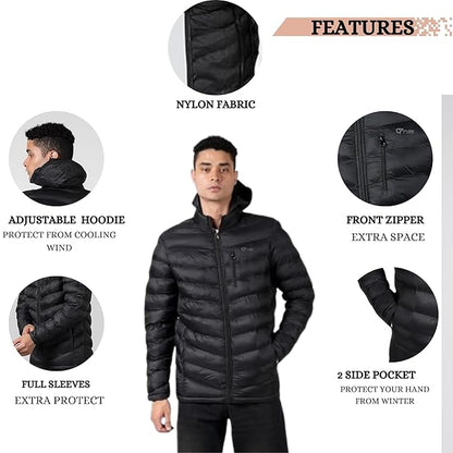 Caraba Light Weight Winter Jackets for Men & Boys | Front Zipper Pocket, Full Sleeves Nylon Jacket, Regular Fit Bomber, Monsoon Jackets for All Weather