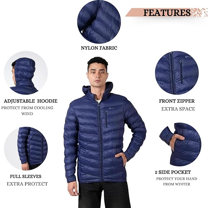 Caraba Light Weight Winter Jackets for Men & Boys | Front Zipper Pocket, Full Sleeves Nylon Jacket, Regular Fit Bomber, Monsoon Jackets for All Weather