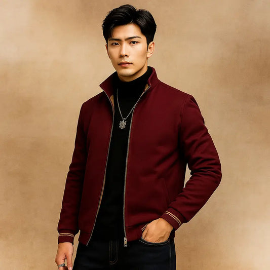 Caraba Mens Jackets for Winter, Lightweight Bomber Jacket, Full Sleeve, Regular Fit, Stylish Stand Collar, Zipper Closure jacket