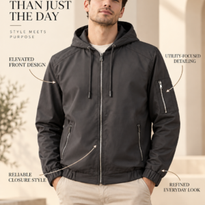 MEN'S SOLID HOODED JACKET