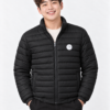 Black puffer jacket front portrait