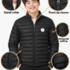 Black quilted puffer jacket details